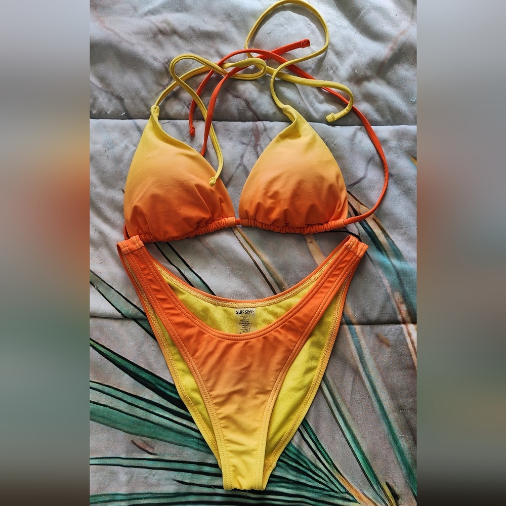 Orange and Yellow Bikini Set